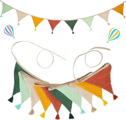 Fanions Bannière,BetterJonny 2,6 mètres Guirlande de Fanions pour Chambre d'enfant Drapeaux de Triangle Décoration Double Face Coton pour Chambre d'enfant Décoration-Bonbons Sombres