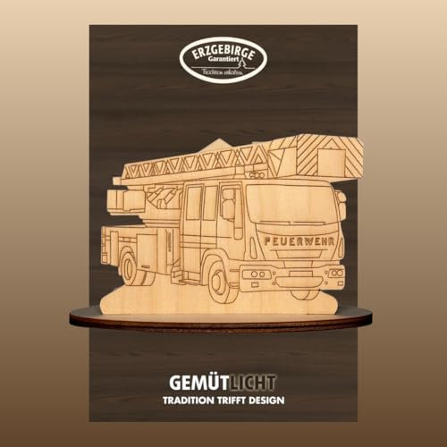 weigla | Bastelset aus Holz original Erzgebirge | 3 teilig Motiv Feuerwehr mit Haus I zum Bemalen und Basteln I schöne Geschenkidee I Kreativset