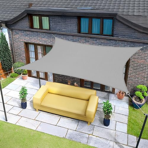 Sunnylaxx 5x6m Sonnensegel Rechteckig, Wasserdicht Sonnenschutz Sunsegel Color Grau, 95% UV-Schutz,für Außenbereich,Garten