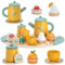 Dinette Enfant Bois Service à Thé Jouet en Bois Jeux de Rôle Fille Jeux de Cuisine pour Enfants Filles Garçons 3-8 Ans Cadeau de Noël