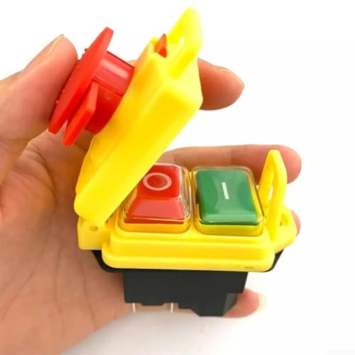 Pushbutton Switch, KJD17B 5 Pin 250V Industrial Waterproof Electromagnetic Push Button Switches for Mini Lathe