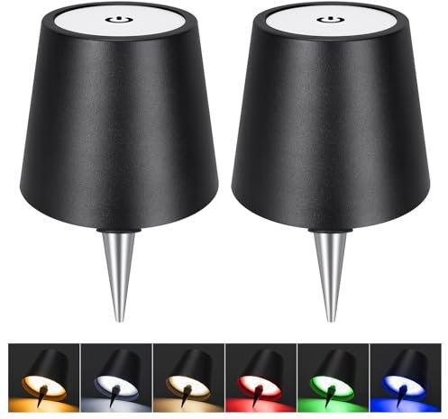 DUSKTEC Wireless Wine Bottle Lampshade, 8 RGB Light Modes, Light Temperature 3000-6500K, Rechargeable Touch Wine Bottle Lamp, Portable Wireless Wine Bottle Lamp, Bar Lights, Party, Gift(Black, 2PCS)