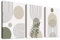 3Pcs Cadre en Bois Impression sur Toile Abstrait Boho Vert Sauge Tableau Image sur Toile Ligne géométrique Beige Vert Tableau Decoration Murale Salon Chambre Salle de Bain 150x70cm(20x28x3)