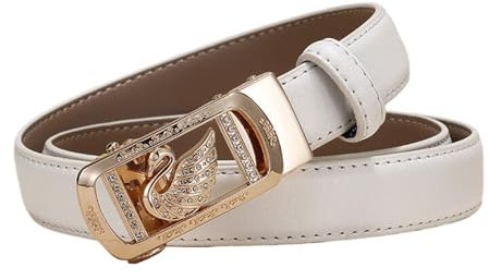 PYWJGZSX Damen Gürtel, Damen Gürtel, Tier Muster Damen Leder Mode Gürtel, Legierung Automatische Schnalle, Mode Jeans Gürtel/White/110Cm/43.3''