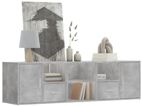 Buzaza Mobile Angolare Grigio Cemento 160x40x45 cm in Truciolato-Mobile TV per TV,Mobile Porta TV e Cassetto,Armadietto Consolle Credenza Moderno