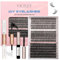 VICILEY Individual Lash Clusters Kit 320 PCS Cluster Lashes 3 Styles for 11-20mm DIY Eyelash Extensions Natural Fluffy Wispy False Lashes with Bond & Seal-30D+40D+60D