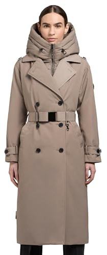 khujo Damen Wintermantel warmer Trenchcoat mit Taillengürtel und abnehmbaren Kragen Elena-YM XS-XXL