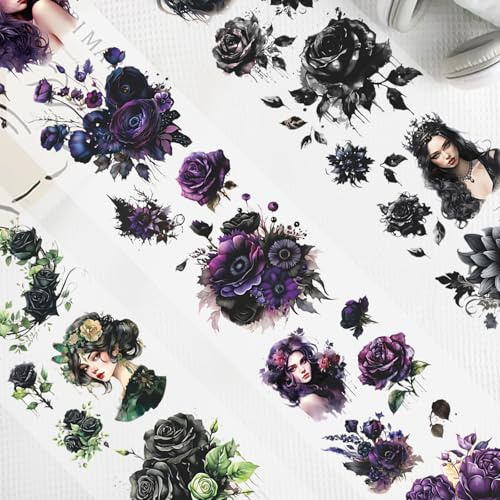TenaLucy 3 Stück Scrapbooking-Stickers, Violette Töne DIY Scrapbook Zubehör | Selbstklebend Vintage Aufkleber, Wasserdichte Scrapbooking Sticker Set für Tagebuch für DIY Fotoalbum Journaling Zubehör