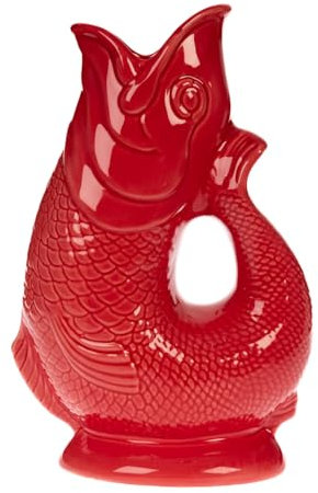 Gurgly Iconic Red Glug Jug Large 28cm 1.4L – Fish Water Jug, Decorative Fish Vase, Ornament, Carafe