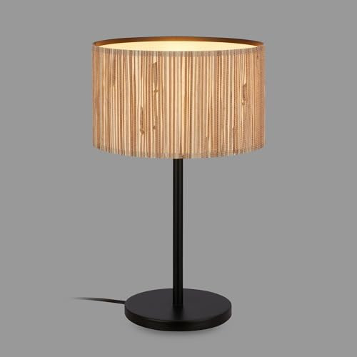 BRILONER - Tischlampe mit Seegras Schirm, Kabelschalter, E27, max. 10W, Lampe, Boho, aesthetic, Nachttischlampe, Tischleuchte, Dekolampe Flur, Bürolampe, Leselampe, Wohnzimmer, 25x41,5 cm, Natur