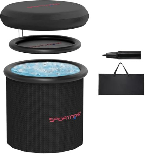 SPORTNOW Outdoor Bath Tub, 300L Portable Cold Water Therapy Tub, Recovery Cold Plunge Pool with Lid, Cover, Carry Bag, for Athletes, Black