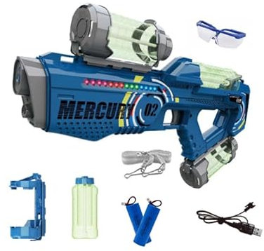IGUGI Pistola de Agua Eléctrica,Juguetes de Pistola de Agua automática,Pistola de Aguas de Largo Alcance,Juguete de Verano con Luces,Efectos de Sonido y Gafas para Jugar en la Piscina o en la Playa