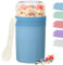 Bugucat Müslibecher to Go 520ML+250ML,Praktischer Joghurtbecher mit Löffel, Auslaufsicher Müsli Cup Becher mit Soßenbox,Müslibox Brotdose Lunchbox für Kinder & Erwachsene, Blau