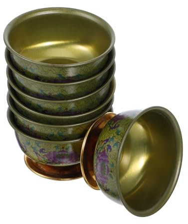GRIRIW 7pcs Alloy Buddhism Offering Cup Holy Water Bowl for Temple Worship and Meditation and Easy to Clean Accessory for Rituals and Shrines
