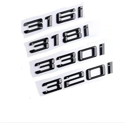 MAKAZHZZRM 3D ABS Schwarz Auto Kofferraum Buchstaben Aufkleber Passend for BMW F30 G20 E46 316i 318i 320i 330i Logo Autozubehör(318i)