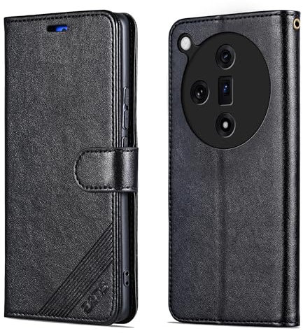 OQQPXIUY Étui à Rabat pour Smartphone Compatible avec Oppo Find X7 Étui de téléphone à Rabat en Cuir résistant aux Chocs Compatible avec Oppo Find X7 Étuis à Rabat(Svart)
