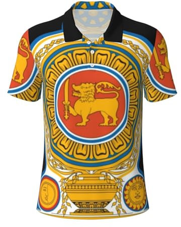 Poloshirt Mit Polokragen Sri Lanka Nationalemblem Kurzarm-T-Shirts, Bedruckt, Lässig, Sportbekleidung, Jersey, Herrenoberteile, Hemden, Vintage-Stil,