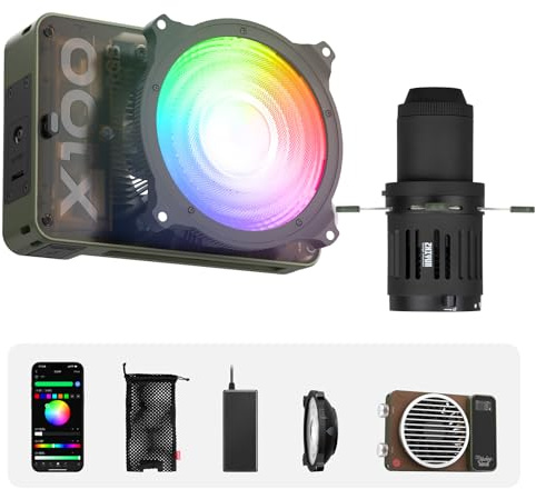 ZHIYUN MOLUS X100 RGB Standard [Offiziell] V2 Verbesserte Version 100W Tragbare Videoleuchte Professioneller Mini-Scheinwerfer für Fotografie (ZY-Anschluss) Konischer optischer Snoot-Kit Fotostudio-Vi