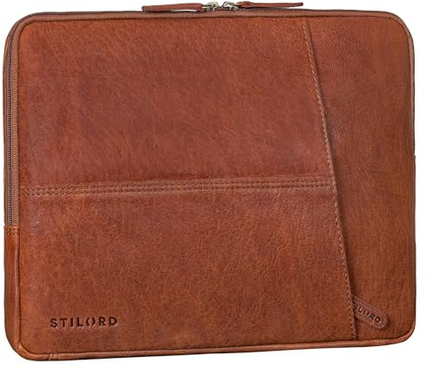 STILORD Cannes Sacoche Ordinateur 15.6 Pouces Cuir Étroit Pochette Antichoc Homme & Femme Sac à Main pour Laptop et Housse Tablette 10,1 Pouces pour Bureau & Université Couleur:maraska - Marron