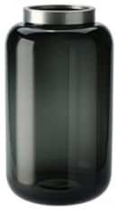 Gift Company Saigon, Vase mit Metallring, Glas, M(H30cm), grau/Silber, df, 17x30x17cm
