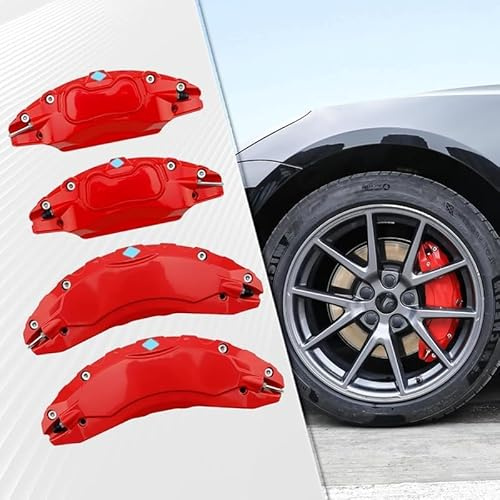 XIAOLINGBAIHUO 4 Pcs Car Brake Caliper Cover for Tesla Model 3 Y S X, Aluminum Alloy Brake Caliper Car Wheel for Wheel Hub