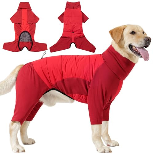 HEYWEAN Cappotto in Pile per Cani con Zampe Tuta Intera Giubbotto Invernale Cappottino Cane Taglia Piccola Media Grande Felpa Maglione Pigiama Pile Cane Vestito Cappotti Caldi per Cani Invernali