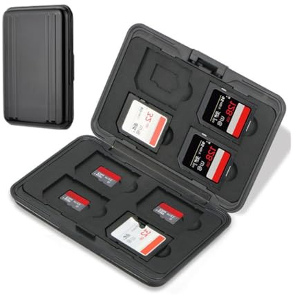 SD Karte Aufbewahrung Speicherkarten Etui, Speicherkarten Tasche Wasserdicht Schutzhülle, Aufbewahrungsbox Organizer, Schutzhülle mit 8 Kartenfächern für 8 SD Karte, 8 Micro SD Speicherkarten