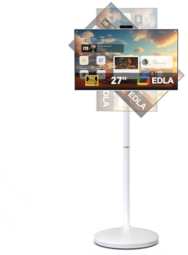 Dornium 27 Zoll FHD Smart Portable TV | Touchscreen-Monitor auf Rädern | EDLA-Zertifiziert & Android 13 | 8+128 GB Speicher | 10,000 mAh Akku | 90°Rotation | Abnehmbare Kamera