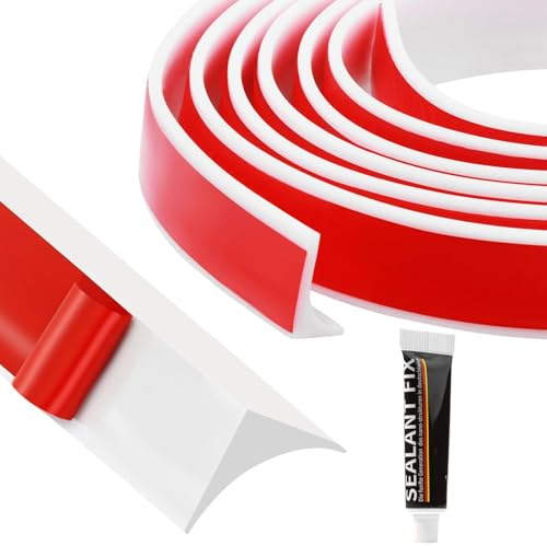 WENXINWIN 1.5M White Self-Adhesive Silicone Wet Room Floor Barrier - Flexible Shower Water Barrier & Bendable Threshold with 20g Glue for Shower Tray, Bath & Kitchen