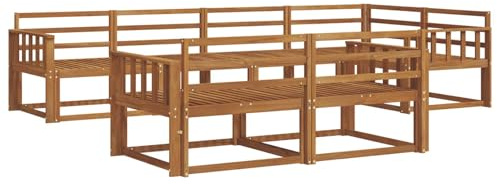 vidaXL Outdoor-Sofagarnitur 7 pcs Natur Massivholz Akazie, Sofa-Set aus Akazienholz, wetterfeste modulare Gartenmöbel, Outdoor Lounge, Flexibles Sectional-Sitzarrangement