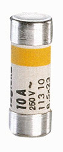Legrand LEG11410 - Caja de fusibles de cartucho domésticos (10 unidades, cilíndrico, con indicador, 8,5 x 23 mm,10 A)