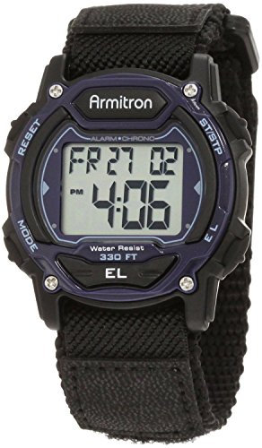 Armitron Sport Unisex Digital Chronograph Nylon Strap Watch, 45/7004 Black/Purple