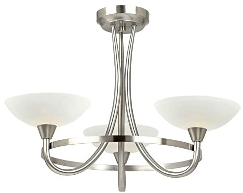 Endon Cagney 3-Light Ceiling Pendant Light Fitting - Chandelier for Living Room, Hallway, Dining - Satin Chrome Finish - Requires 3 x 33W G9 Clear Capsule (Bulbs Not Supplied)