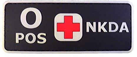 PVC Rubber 3D GITD Touch Fastener Patch Blood Type NKDA Glow in the Dark Combat Tactical GID