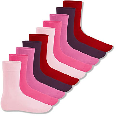 Footstar Chaussettes de coton pour hommes et femmes (10 paires), chaussettes de coton - Everyday! Berry 43-46
