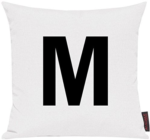 Shirtinstyle Sofakissen, Kissenbezug, Kissenhülle, Motiv Typostyle M Buchstaben Zeichen, Größe 40 x 40cm, Farbe Weiss