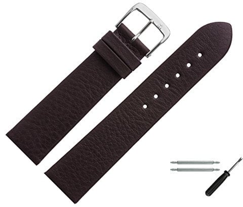 MARBURGER Uhrenarmband 17mm Leder Braun Silber Yak Prägung - Montage Set 5251731000120