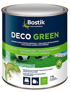 Bostik Colle Déco Green - Colle pour Gazon Synthétique Haute Durabilité – Tous Matériaux – Intérieur/Extérieur – Technologie MSP – Couleur : Vert – Fixation Discrète – Pot de 1 kg