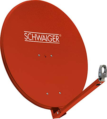 SCHWAIGER 234 Satellitenschüssel SAT-Antenne Satelliten-Anlage Offset-Antenne LNB-Tragarm Masthalterung Sat-Schüssel SAT-Anlage Aluminium 74,5 x 84,5 cm rot