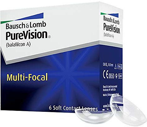 Bausch + Lomb Purevision Multifocal Monatslinsen, Gleitsicht-Kontaktlinsen, weich, 6 Stück BC 8.6 mm / DIA 14 / 0.5 Dioptrien / ADD High