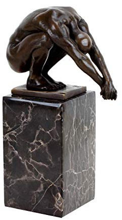 Kunst & Ambiente - Abstrakte Bronzeskulptur - Der Kopfsprung - signiert Milo - Moderne Bronzefigur - Sport Figur - Schwimmer Büste - Schwimmen