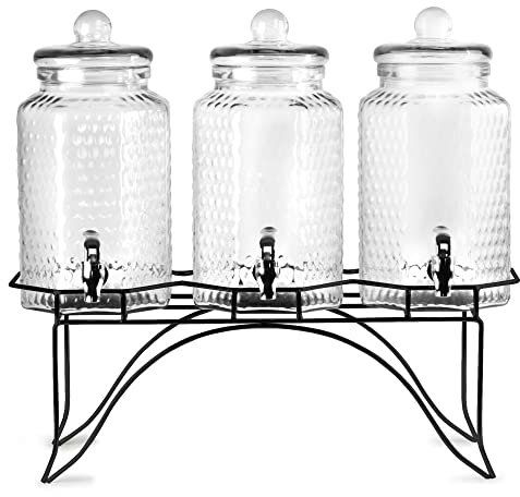 Del Sol Triple Drinks Dispenser with Stand 12ltr | bar@drinkstuff Beverage Dispenser, Triple Beverage Dispenser, Juice Dispenser, Cocktail Dispenser, Lemonade Dispenser