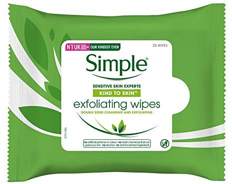Simple Kind to Skin Peeling-Gesichtstücher, 25 Stück, 6 Stück