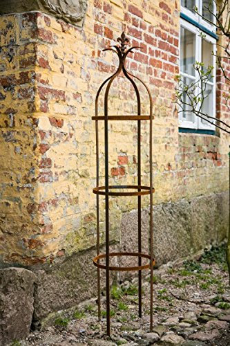 Stabile Rankhilfe Metall H: 160cm Ø: 37cm Rankgerüst Obelisk Roheisen/Rost