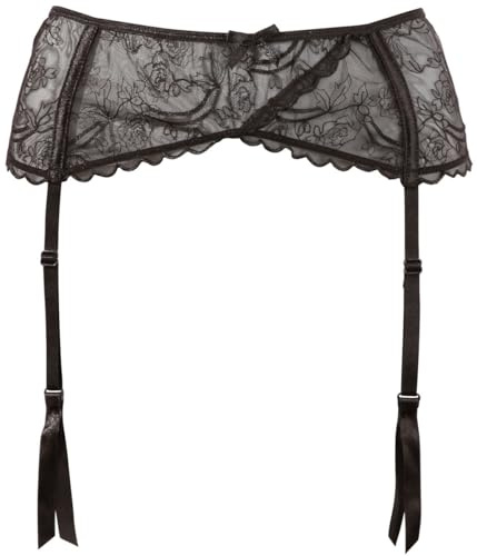Cottelli Collection Basic Strapsgürtel - transparenter Strumpfhalter für Frauen, Strapsgurt mit vier verstellbaren Strapshaltern, schwarz