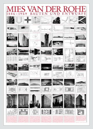 Germanposters Ludwig Mies Van der Rohe Bauten und Entwürfe Poster Kunstdruck Bild im Alu Rahmen in Silber matt 106x76cm