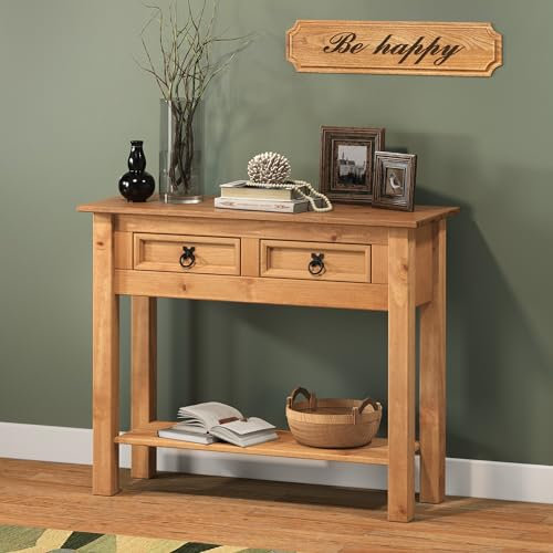 Corona Console Table 2 Drawer Solid Pine Hall Cabinet