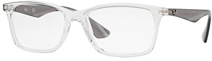Ray-Ban Unisex RX7047 Rectangular Prescription Eyewear Frames, Transparent on Grey/Demo Lens, 56 mm
