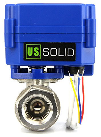 U.S. Solid 3/4 Válvula Motorizada 9-24V AC/DC 2 Vias acero inoxidable Válvula de bola electrica Normalmente Cerrado (NC), Configuración de 3 cables, Puerto estándar