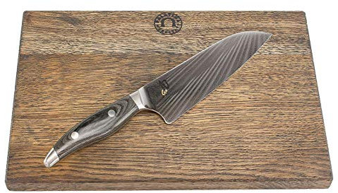 Kai Shun Nagare NDC-0702 | handgeschmiedetes Santoku-Messer aus Damaststahl | + | 18 cm Klinge, großes, basaltgraues Schneidebrett aus Eiche, 34x21 cm | VK: 399,- €